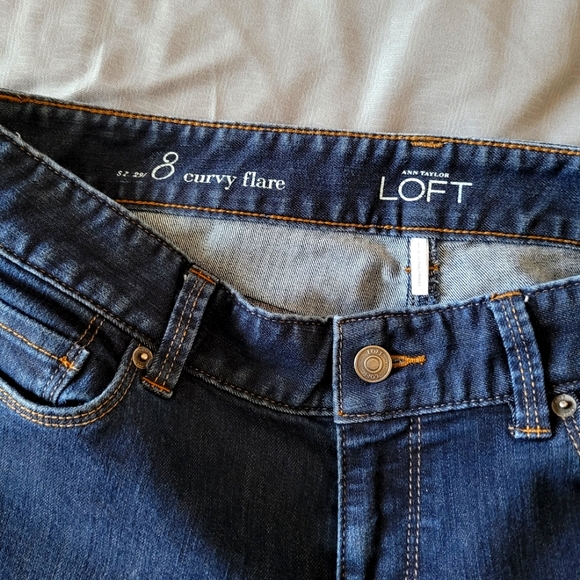 Loft Curvy Flare Jeans - Sz 8, Dark Blue - Picture 5 of 10